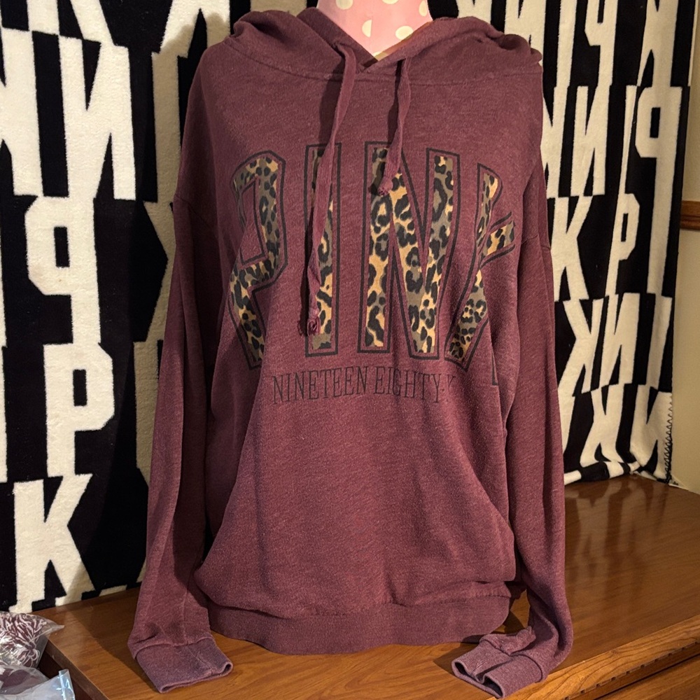 PINK Victoria's Secret Mauve Hoodie with Leopard Logo